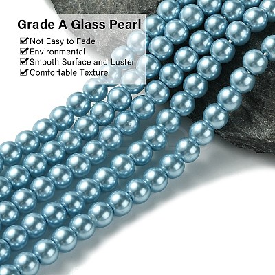 Eco-Friendly Dyed Glass Pearl Round Beads Strands LS-HY-A008-6mm-RB006-1