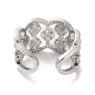 Rack Plating Brass Micro Pave Cubic Zirconia Cuff Rings RJEW-D025-18P-1