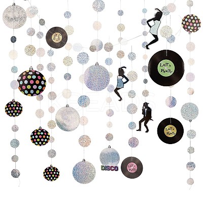 AHADEMAKER Iridescent Disco Theme Paper Garlands HJEW-GA0001-18-1