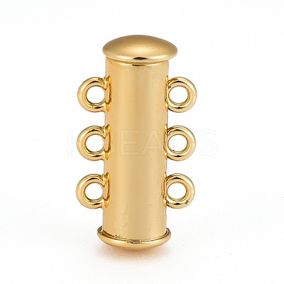 3-Strands 6-Holes Tube Brass Magnetic Slide Lock Clasps X-KK-D473-G-NF-1