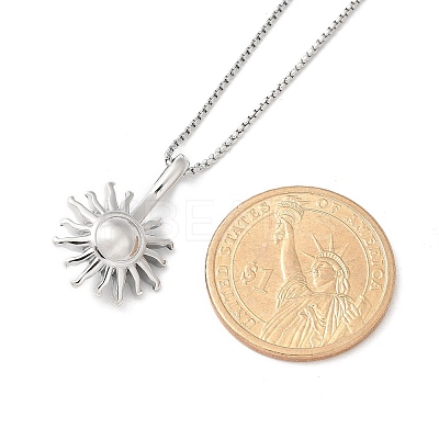 304 Stainless Steel Sunflower Pendant Box Chain Necklaces for Women NJEW-R011-01P-1
