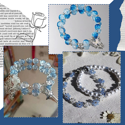 DIY Round Acrylic & Glass Beads Jewelry Making Findings Kits DIY-SP0003-01D-1
