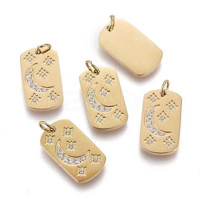 316 Surgical Stainless Steel Micro Pave Clear Cubic Zirconia Pendants STAS-I164-034G-1
