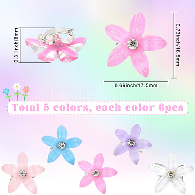 30Pcs 5 Colors Zinc Alloy Resin Hair Fastener OHAR-SC0001-16A-1
