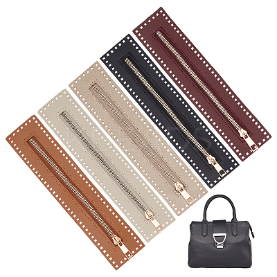 5Pcs 5 Colors PU Imitation Leather Purse Zippers PURS-WR0006-91-1