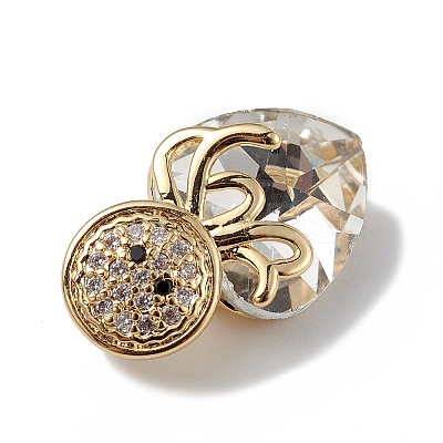 Real 18K Gold Plated Rack Plating Brass Micro Pave Cubic Zirconia Pendants KK-C015-25G-08-1