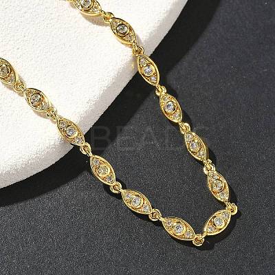 Brass Micro Pave Clear Cubic Zirconia Eye Link Chain Bracelets for Women BJEW-G764-09G-1