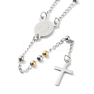 Non-Tarnish 202 Stainless Steel Rosary Bead Necklaces NJEW-D060-01D-GP-1