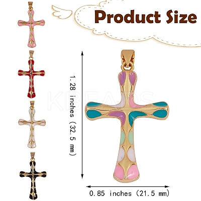 5Pcs 5 Colors Brass Enamel Pendants KK-SZ0004-07-1
