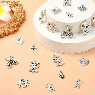 100Pcs 10 Styles Tibetan Style Alloy Pendants FIND-CJ0002-30-1