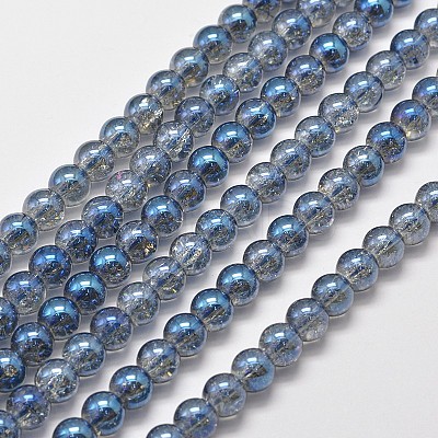 Electroplate Synthetic Crackle Quartz Bead Strands EGLA-J067-8mm-FR01-1