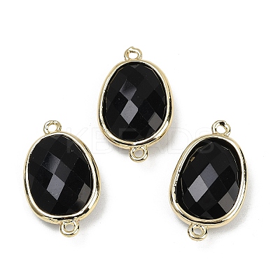 Natural Obsidian Faceted Connector Charms G-K347-11G-16-1
