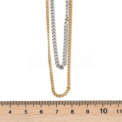 304 Stainless Steel Double Layered Twisted Chain Necklaces for Women NJEW-K288-03GP-1