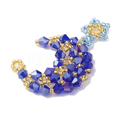 Imitation Austrian Crystal 5301 Glass & TOHO Round Seed Beaded Pendant PALLOY-MZ00179-1