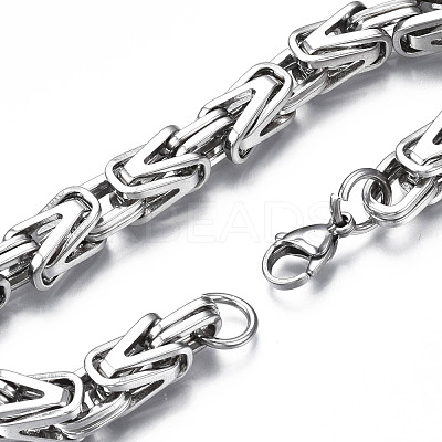 Non-Tarnish 201 Stainless Steel Coffee Byzantine Chain Bracelets BJEW-S057-65-1