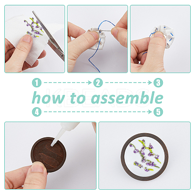 DIY Round Wood & Aluminum Brooch Making Kits DIY-FH0009-69B-1