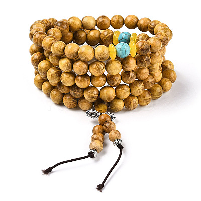 Wrap Style Buddhist Jewelry Bocote Round Beaded Bracelets or Necklaces BJEW-R281-34-1