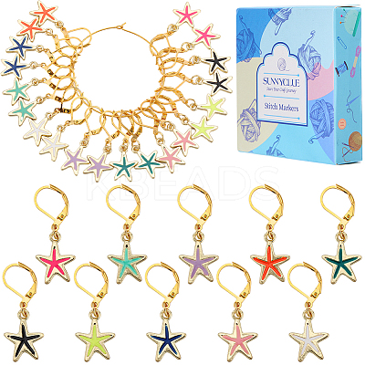 Starfish Alloy Enamel Pendant Decorations HJEW-SC00051-1