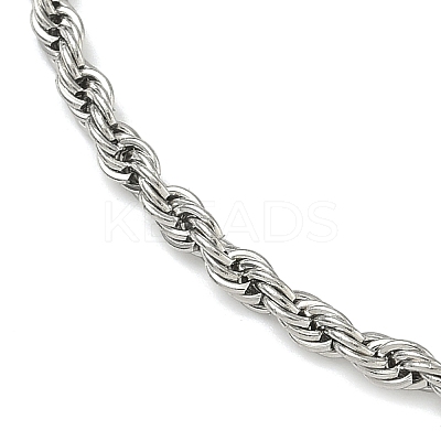 3MM 201 Stainless Steel Rope Chain Bracelets for Women BJEW-R318-01P-1-1