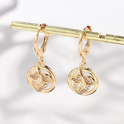 Brass Micro Pave Clear Cubic Zirconia Hoop Earrings for Women EJEW-G428-24G-03-1