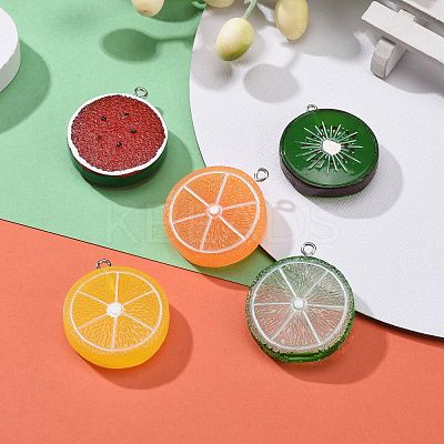 18Pcs 5 Colors Resin Pendants RESI-LS0001-09P-1