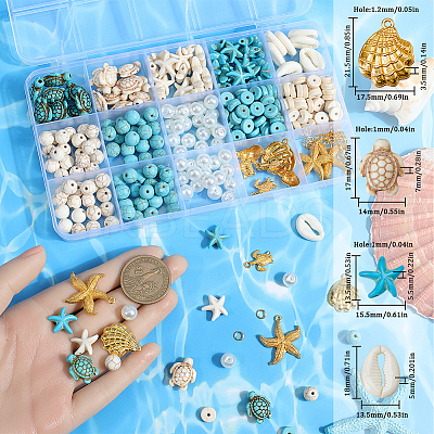 DIY Ocean Theme Synthetic Turquoise & Alloy Jewelry Making Findings Beads Kits DIY-SC0027-46-1