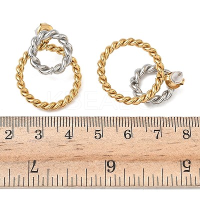 304 Stainless Steel Twised Ring Stud Earrings EJEW-K268-57G-1