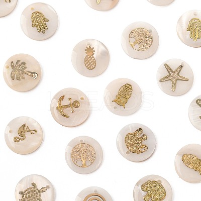 22Pcs 11 Styles Natural Freshwater Shell Pendants SHEL-FS0001-14-1