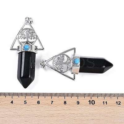 Natural Obsidian Faceted Pointed Bullet Big Pendants G-H076-02P-010-1