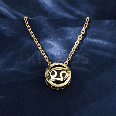 Brass Pave Cubic Zirconia Birth Stone Constellation Pendant Cable Chain Necklaces LS-NJEW-D334-01G-12-1