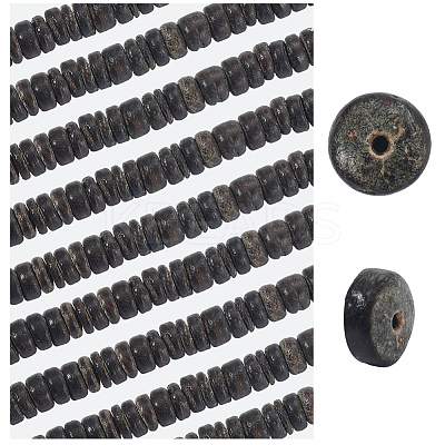 6 Strands Natural Coconut Shell Rondelle Bead Strands COCB-SC0001-02B-1