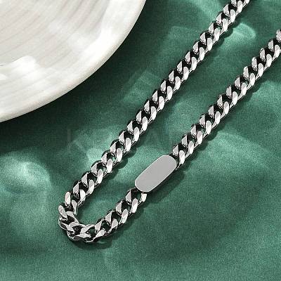 7MM 304 Stainless Steel Cuban Link Chain Necklaces for Women Men NJEW-Z093-03P-1