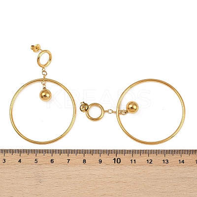 304 Stainless Steel Ring Dangle Stud Earrings EJEW-K268-34G-1