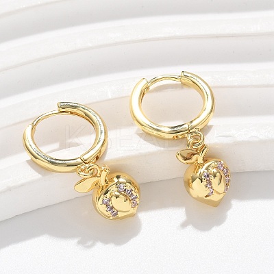 Brass Cubic Zirconia Hoop Earrings EJEW-Q015-01G-C-1