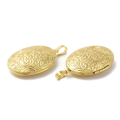 Rack Plating Brass Locket Pendants KK-G452-02G-1