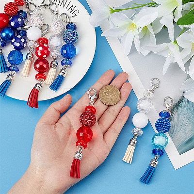 10Pcs Glass & Acrylic & Resin Beaded Pendant Decorations HJEW-AB00222-1