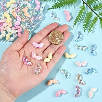 60Pcs 2 Styles Transparent & Opaque UV Plating Acrylic Beads PACR-YW0001-30-1
