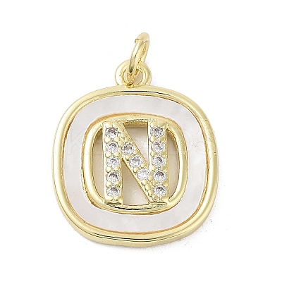 Rack Plating Brass Micro Pave Clear Cubic Zirconia Pendants KK-E102-33G-N-1