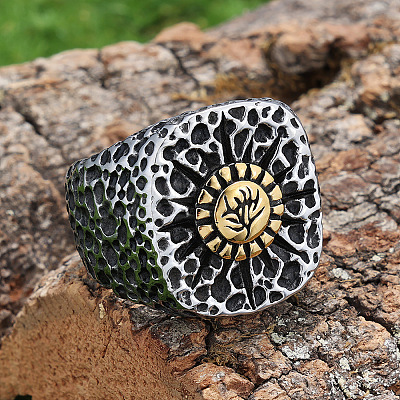 Textured 304 Stainless Steel Finger Rings FS-WG3E048-01-1