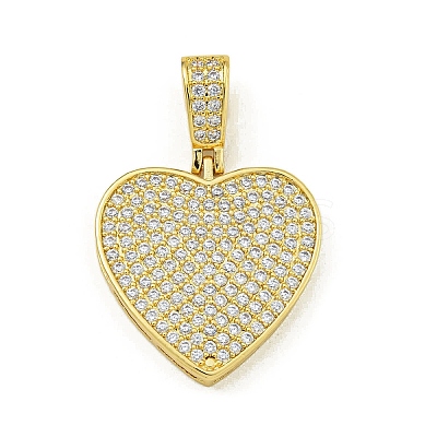 Rack Plating Brass Pave Cubic Zirconia Pendants KK-U029-10G-03-1