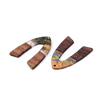 Opaque Resin & Walnut Wood Pendants RESI-T060-46M-1