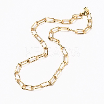 Brass Paperclip Chain Necklaces NJEW-H206-06G-1