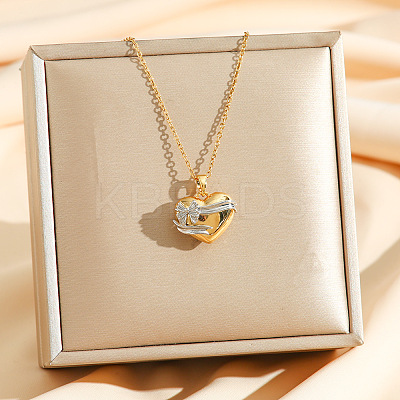 Brass Bowknot Heart Pendant Necklaces LS-NJEW-K280-06G-01-1
