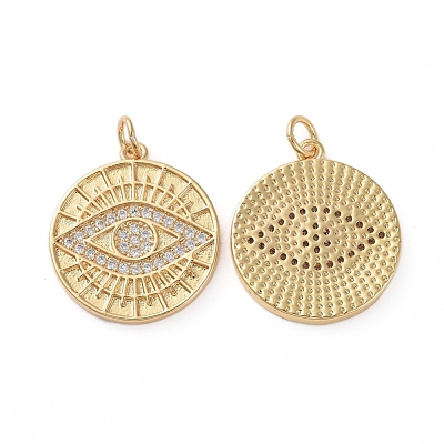 Brass Micro Pave Clear Cubic Zirconia Pendants ZIRC-L076-021G-1
