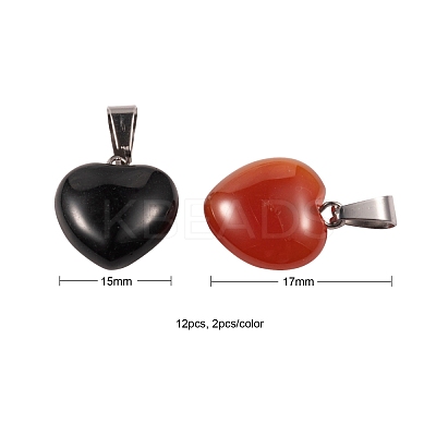 12Pcs 6 Style Natural Gemstone Pendants G-LS0002-10-1