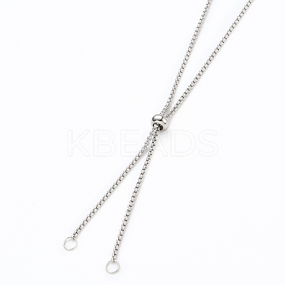 Tarnish Resistant 304 Stainless Steel Box Chain Slider Necklace Making AJEW-JB00777-01-1