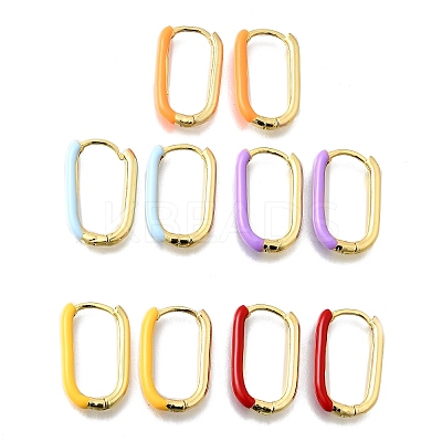 Oval Brass Hoop Earrings EJEW-D314-03G-1