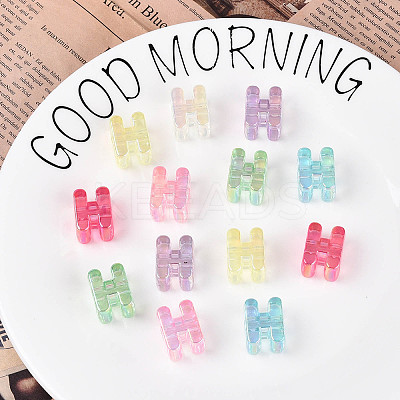 UV Plating Transparent Acrylic European Beads X-OACR-M027-02H-1