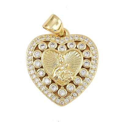 Brass Micro Pave Cubic Zirconia Pendants KK-P323-11D-G01-1