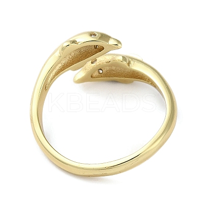 Brass with Cubic Zirconia Open Cuff Rings RJEW-Z017-01G-1